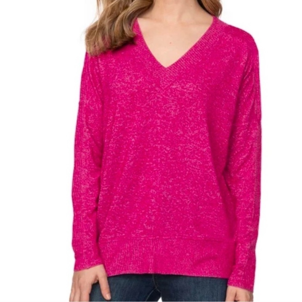 Buffalo Ladies' Vibrant Pink Cozy V-Neck Long Sleeve Top Women's Sweater Large